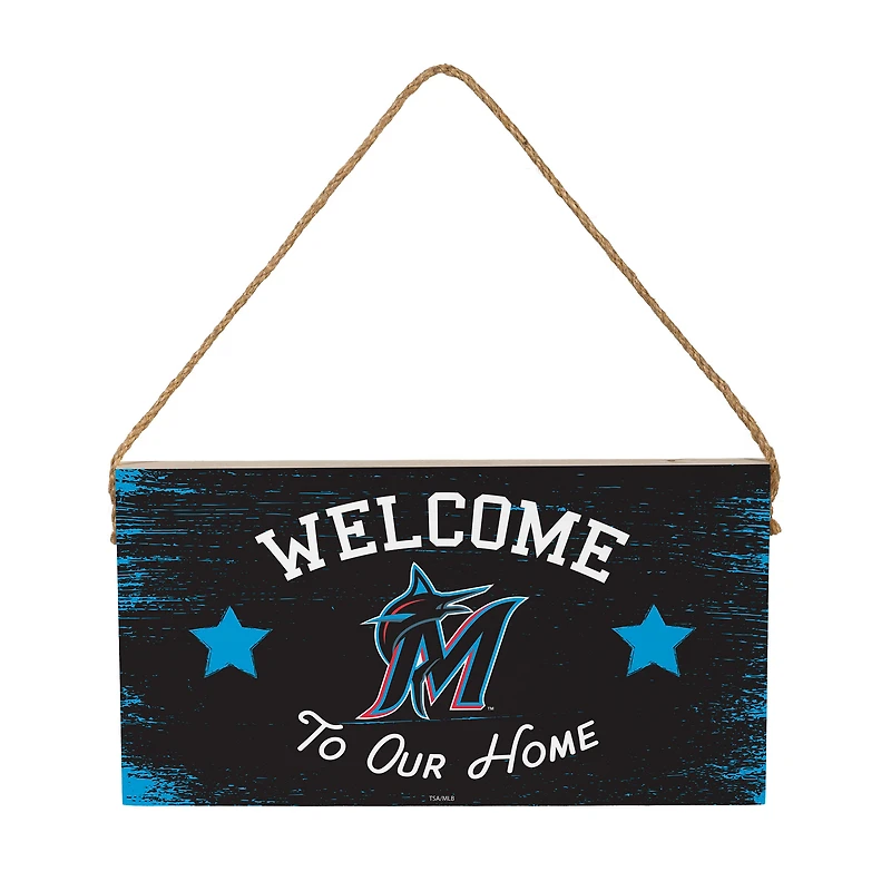 Miami Marlins 6" x 11" Welcome Home Wood Wall Sign with Rope Hanger