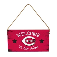 Cincinnati Reds 6" x 11" Welcome Home Wood Wall Sign with Rope Hanger