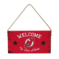 New Jersey Devils 6" x 11" Welcome Home Wood Wall Sign with Rope Hanger