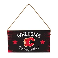 Calgary Flames 6" x 11" Welcome Home Wood Wall Sign with Rope Hanger