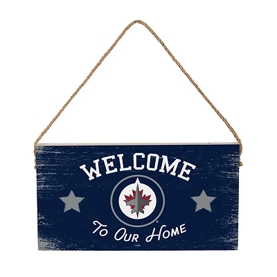 Winnipeg Jets 6" x 11" Welcome Home Wood Wall Sign with Rope Hanger