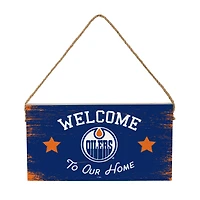 Edmonton Oilers 6" x 11" Welcome Home Wood Wall Sign with Rope Hanger