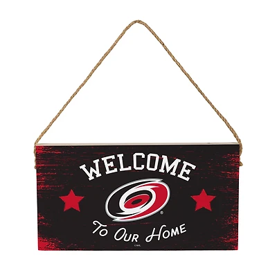 Carolina Hurricanes 6" x 11" Welcome Home Wood Wall Sign with Rope Hanger