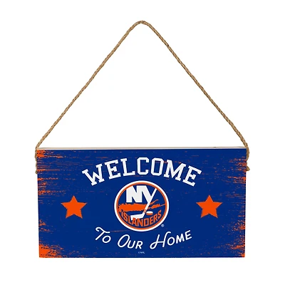 New York Islanders 6" x 11" Welcome Home Wood Wall Sign with Rope Hanger