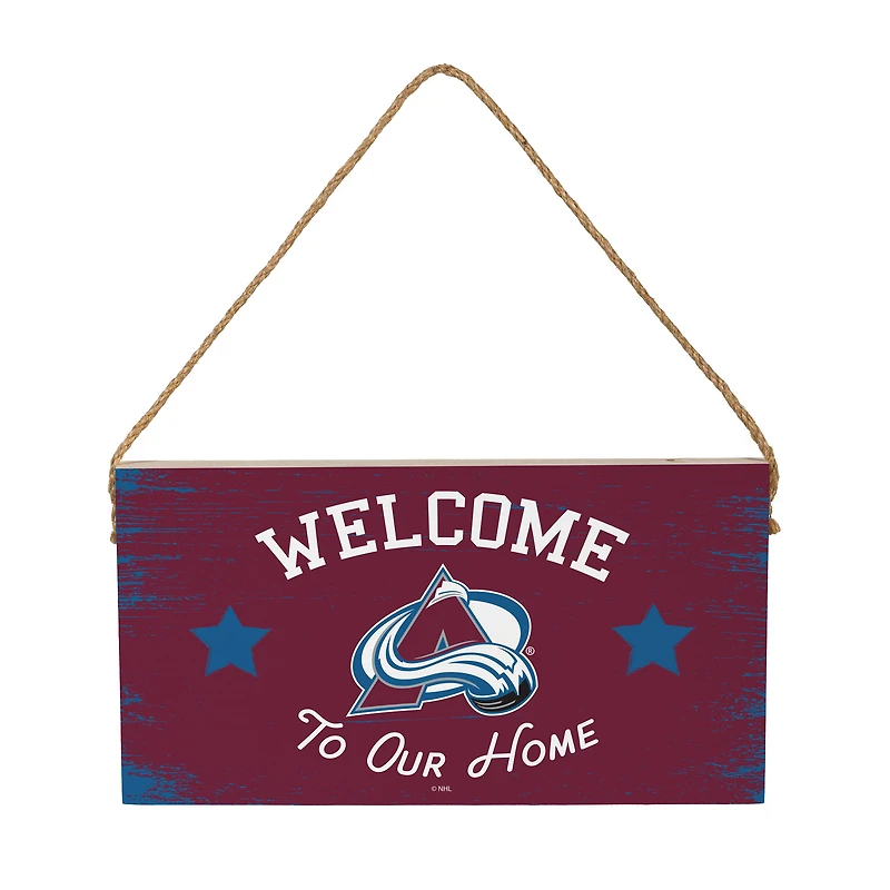 Colorado Avalanche 6" x 11" Welcome Home Wood Wall Sign with Rope Hanger