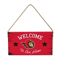 Ottawa Senators 6" x 11" Welcome Home Wood Wall Sign with Rope Hanger