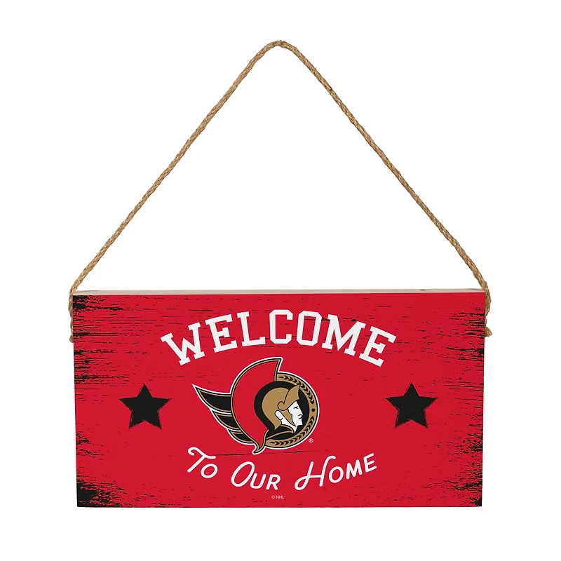 Ottawa Senators 6" x 11" Welcome Home Wood Wall Sign with Rope Hanger