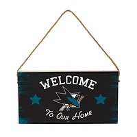 San Jose Sharks 6" x 11" Welcome Home Wood Wall Sign with Rope Hanger