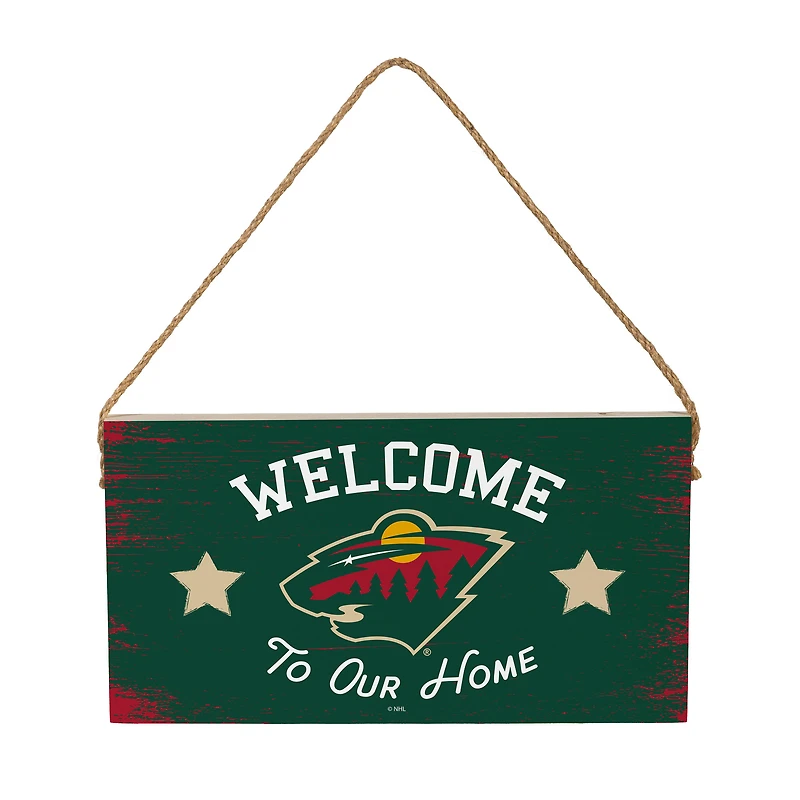 Minnesota Wild 6" x 11" Welcome Home Wood Wall Sign with Rope Hanger