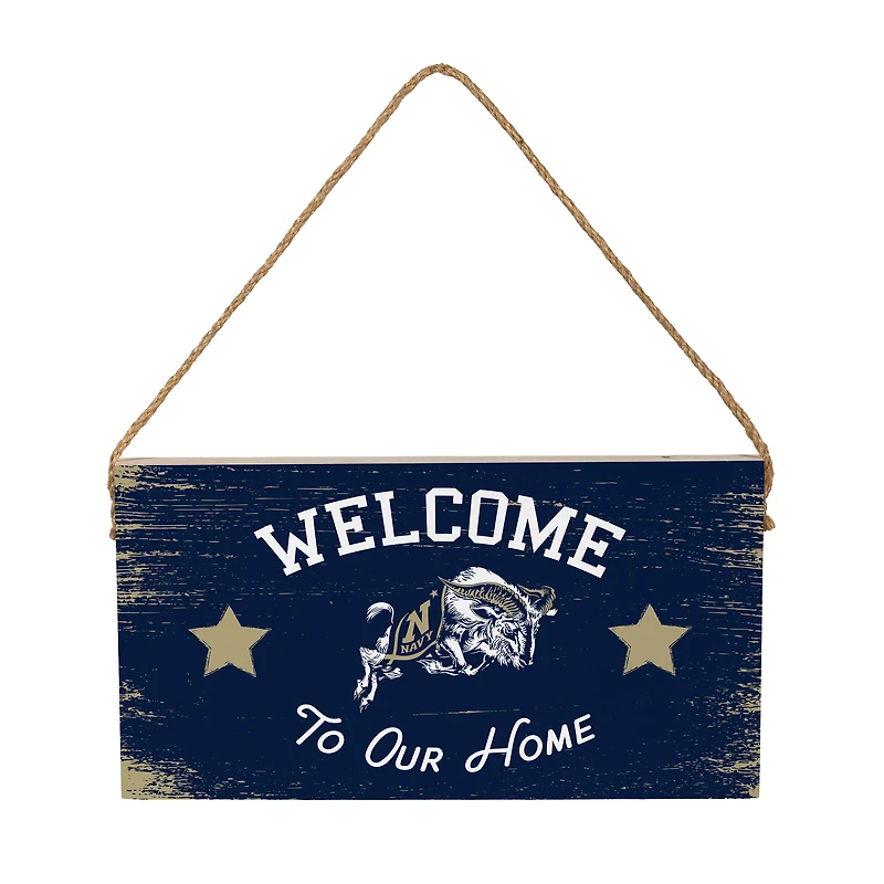 Navy Midshipmen 6" x 11" Welcome Home Wood Wall Sign with Rope Hanger