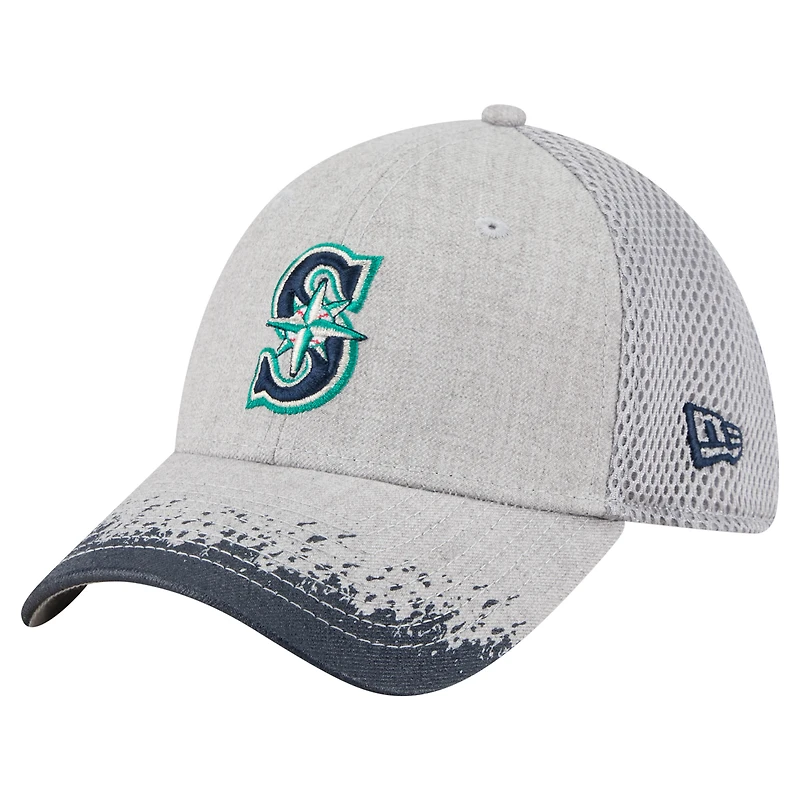Men's New Era Gray Seattle Mariners Visor Paint Splatter 39THIRTY Flex Hat