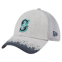 Men's New Era Gray Seattle Mariners Visor Paint Splatter 39THIRTY Flex Hat