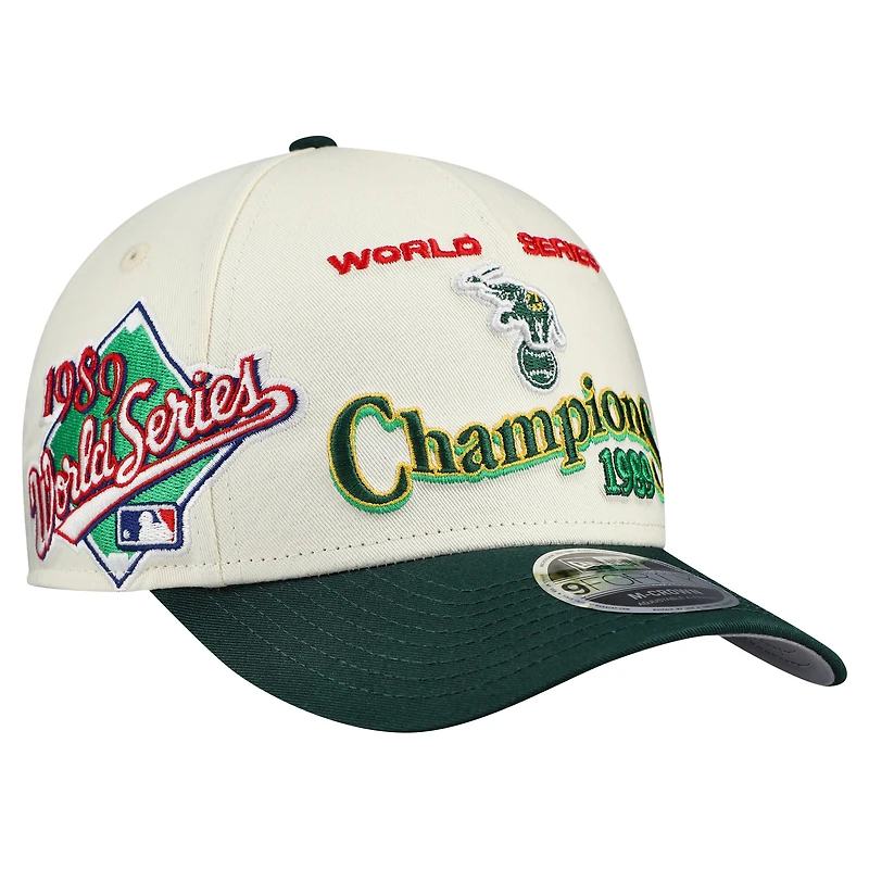 Men's New Era  Cream/Green Athletics World Series 9FORTY M-Crown A-Frame Adjustable Hat