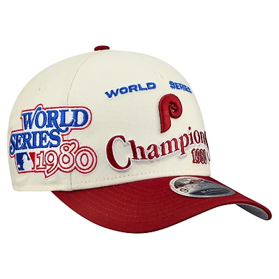 Men's New Era  Cream/Red Philadelphia Phillies World Series 9FORTY M-Crown A-Frame Adjustable Hat