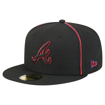 Men's New Era Black Atlanta Braves Soutache 59FIFTY Fitted Hat