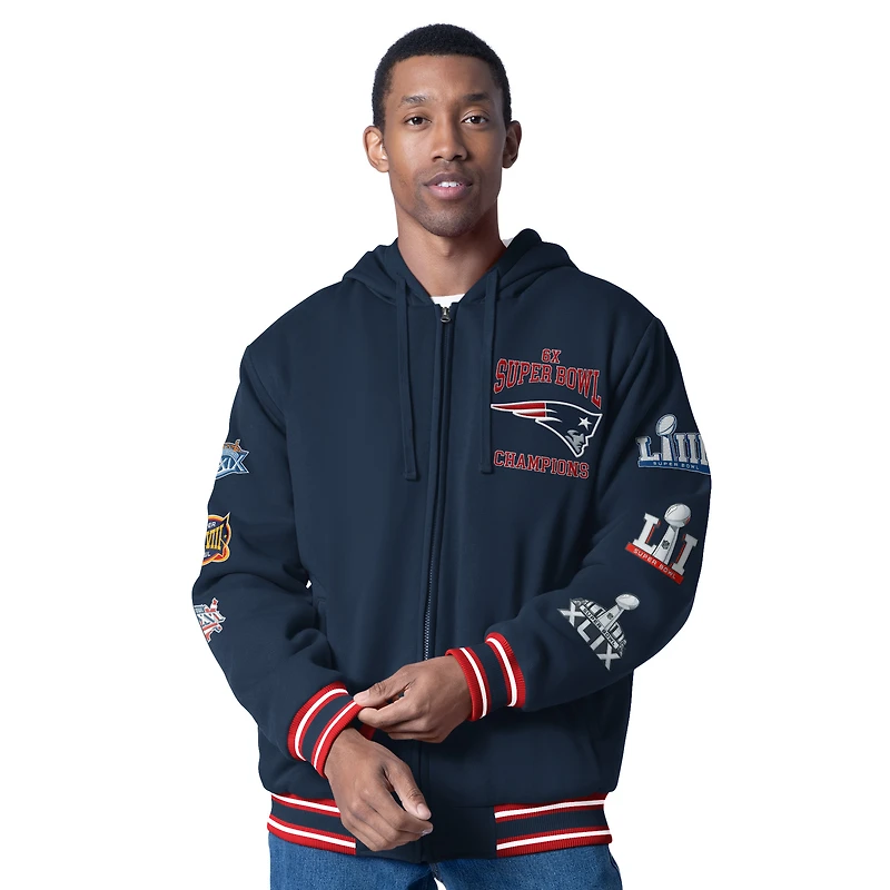Men's G-III Sports by Carl Banks  Navy New England Patriots Power Forward Commemorative Full-Zip Hooded Jacket