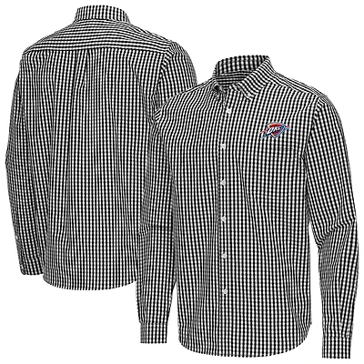 Men's Antigua Black Oklahoma City Thunder Ellis Woven Tri-Blend Button-Down Shirt
