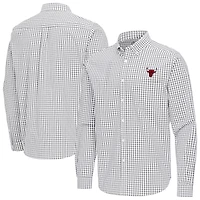 Men's Antigua Gray Chicago Bulls Ellis Woven Tri-Blend Button-Down Shirt