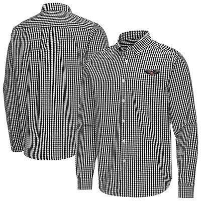Men's Antigua Black New Orleans Pelicans Ellis Woven Tri-Blend Button-Down Shirt