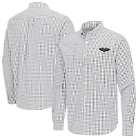 Men's Antigua Gray New Orleans Pelicans Ellis Woven Tri-Blend Button-Down Shirt