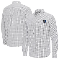 Men's Antigua Gray Dallas Mavericks Ellis Woven Tri-Blend Button-Down Shirt