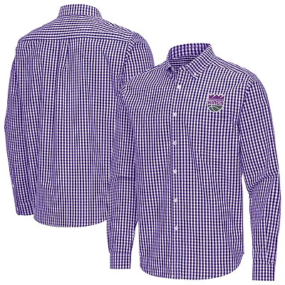 Men's Antigua Purple Sacramento Kings Ellis Woven Tri-Blend Button-Down Shirt