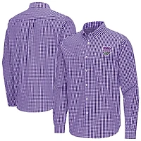 Men's Antigua Purple Sacramento Kings Ellis Woven Tri-Blend Button-Down Shirt