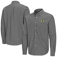 Men's Antigua Black Milwaukee Bucks Porter Woven Long Sleeve Button-Down Shirt