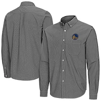 Men's Antigua Black Golden State Warriors Porter Woven Long Sleeve Button-Down Shirt