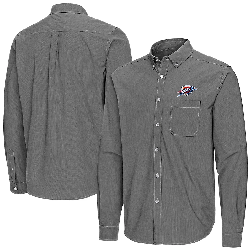 Men's Antigua Black Oklahoma City Thunder Porter Woven Long Sleeve Button-Down Shirt