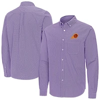 Men's Antigua Purple Phoenix Suns Porter Woven Long Sleeve Button-Down Shirt