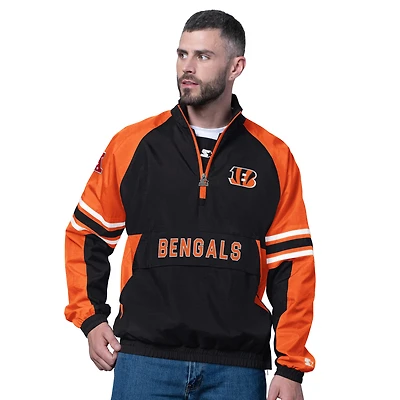 Men's Starter Black Cincinnati Bengals Prospect Half-Zip Pullover