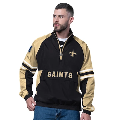 Men's Starter Black New Orleans Saints Prospect Half-Zip Pullover