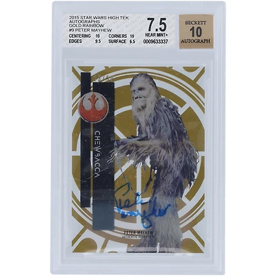 Peter Mayhew Autographed 2015 Topps Star Wars High Tek Gold Rainbow #9 #23/50 BGS Authenticated 7.5/10 Card
