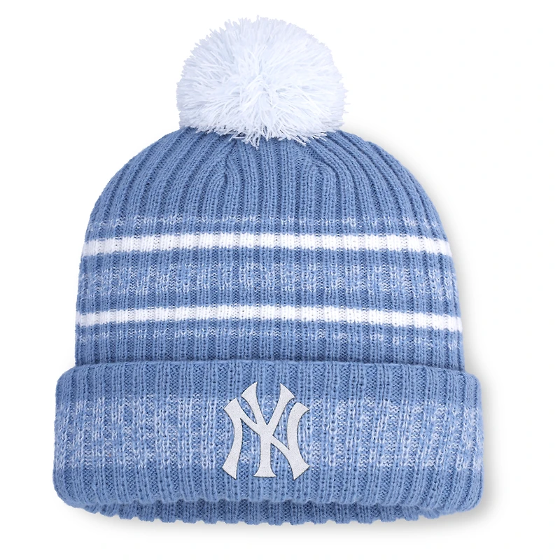 Men's Nike Light Blue New York Yankees Peak Cuffed Knit Hat with Pom