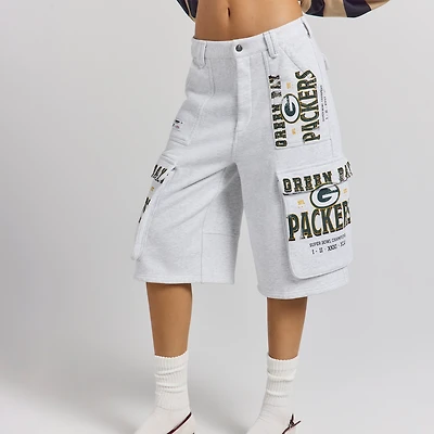 Women's Heather Gray Green Bay Packers Fleece Cargo Shorts