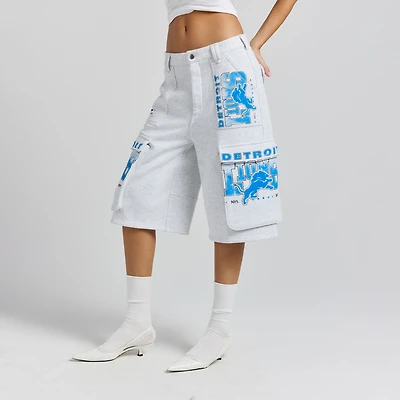 Women's Heather Gray Detroit Lions Fleece Cargo Shorts