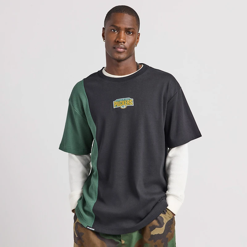 Unisex Black Green Bay Packers Spliced T-Shirt