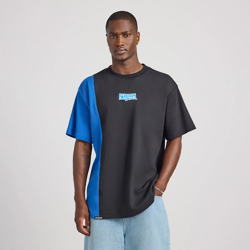 Unisex Black Detroit Lions Spliced T-Shirt