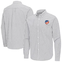 Men's Antigua Gray FC Cincinnati Ellis Tri-Blend Long Sleeve Button-Down Shirt