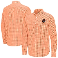 Men's Antigua Orange Houston Dynamo FC Ellis Tri-Blend Long Sleeve Button-Down Shirt