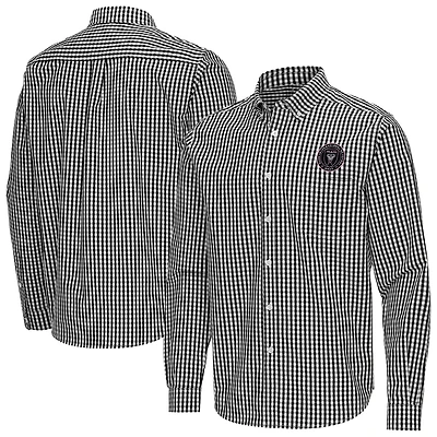 Men's Antigua Black Inter Miami CF Ellis Tri-Blend Long Sleeve Button-Down Shirt
