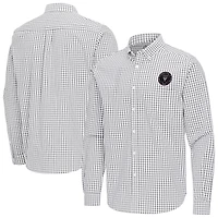 Men's Antigua Gray Inter Miami CF Ellis Tri-Blend Long Sleeve Button-Down Shirt