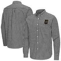 Men's Antigua Black LAFC Ellis Tri-Blend Long Sleeve Button-Down Shirt