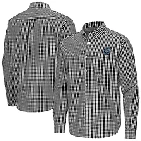 Men's Antigua Black New York City FC Ellis Tri-Blend Long Sleeve Button-Down Shirt