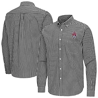 Men's Antigua Black Colorado Rapids Ellis Tri-Blend Long Sleeve Button-Down Shirt