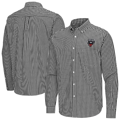 Men's Antigua Black D.C. United Ellis Tri-Blend Long Sleeve Button-Down Shirt