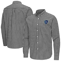 Men's Antigua Black Sporting Kansas City Ellis Tri-Blend Long Sleeve Button-Down Shirt