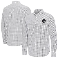 Men's Antigua Gray Philadelphia Union Ellis Tri-Blend Long Sleeve Button-Down Shirt