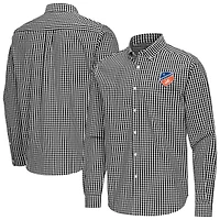 Men's Antigua Black FC Cincinnati Ellis Tri-Blend Long Sleeve Button-Down Shirt